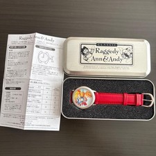 Montre Raggedy Ann et Andy non utilisée bracelet en cuir vintage de collection