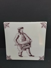 Ancien Carreau Carrelage Delft Manganèse 13cm Le Chercheur  D or Tiles Azulejos 