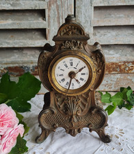 ANCIENNE PENDULE REVEIL REGULE 1900 CADRAN EMAILLE ART NOUVEAU.