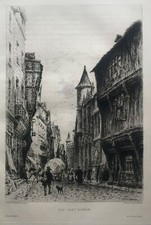 ROUEN Rue Saint-Romain gravure