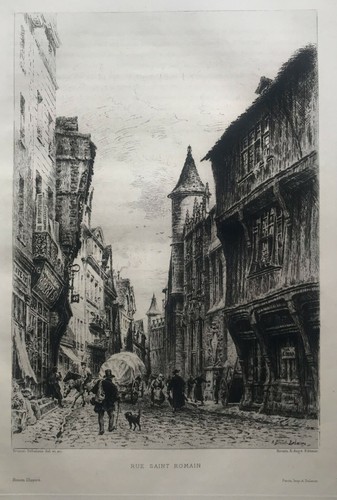 Rouen rue saint romain gravure - rouen,