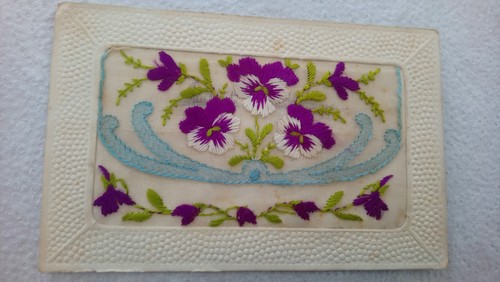 Cpa fantaisie brodee motif - /,