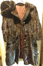 Manteau de Fourrure Vison Marron et cuir noir + toque (C)