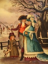 L'hiver - Tableau fixé-sous-verre 18ème - 55 x 44 cm