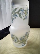 Serviteur de nuit en verre givré Décor floral bleu