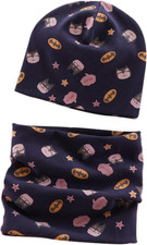 Ensemble Bonnet Et Tour De Cou D'Hiver Pour Enfant Chaud Coton Beanie Chapeau Et