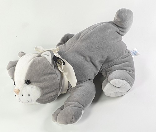Doudou peluche chat gris - , blanc