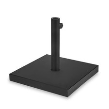 VONROC Pied Parasol 45x45cm 26kg Métal Béton Jardin Noir Bouton Rotatif