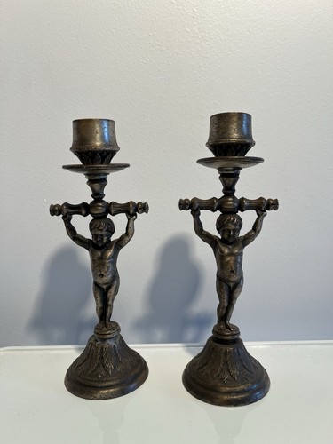Paire bougeoir putti - paire,