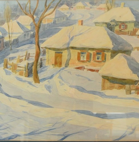 Tableau aquarelle école russe - aquarelle,