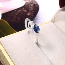Bague Saphir Bleu AAA Argent