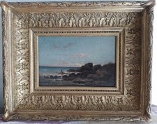 Horace Antoine Fonville Fils, La pêche à pied, tableau ancien signé