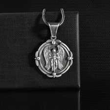 Collier Saint Michel Archange pendentif épée en argent sterling cadeau religieux