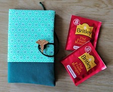 Porte sachet de thé Etoile asanoha vert pour infirmière / caducée / Pochette sac