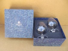 ancien coffret de 2 gros verres à cognac Saint Louis avec étiquette ht 14.8 cm