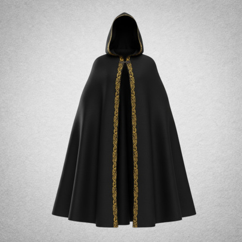 Cape médiévale noire capuche - noire,