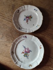 ANCIENNES ASSIETTES XIXe - FAÏENCE DE L'EST (NIDERVILLER?)  DÉCOR ROSES PEINTES