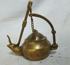 Rare Lampe à huile en bronze massif style XVIIIe XIXe À Suspendre, Complète 