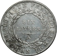 O1592 RARE Ecu 6 Livres