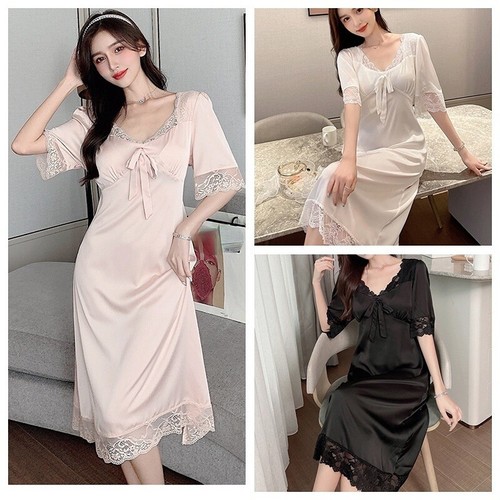 Robe nuisette satin dentelle - robe,