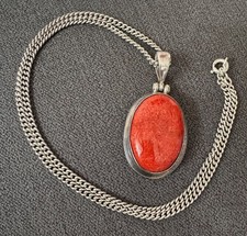 BIJOU ANCIEN COLLIER EN CORAIL ET ARGENT MASSIF OCÉANIE VINTAGE.