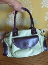 LANCEL sac mains toile vert