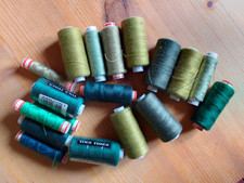 ANCIEN ATELIER - lot bobines fil à coudre tons de VERT like gütermann dmc burda