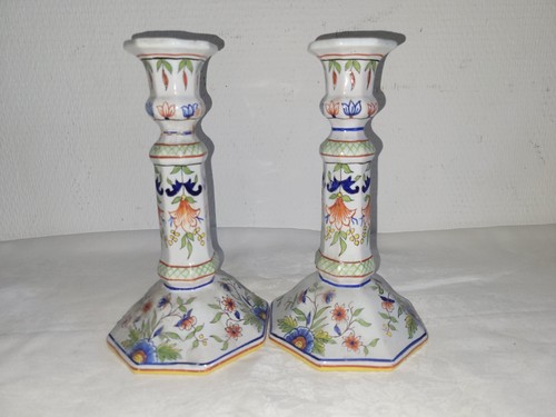 Paire flambeaux faïence - flambeaux,