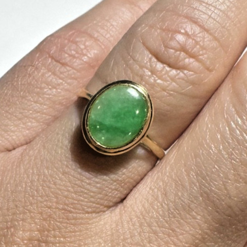 Bague solitaire jade vert - bague,