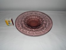 SUPERBE ANCIENNE COUPE à FRUITS Art Déco en VERRE Moulé ROSE Signé Verçais