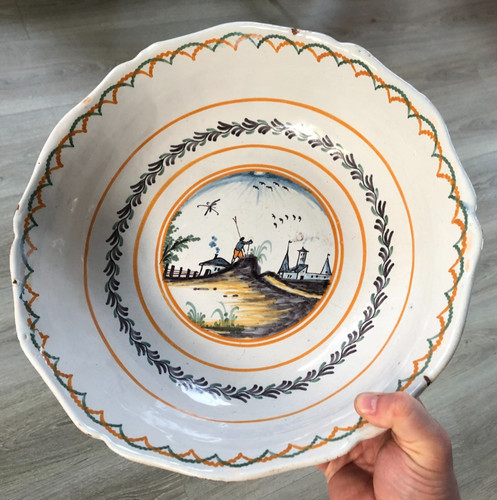 Grand saladier faience xixéme - saladier,