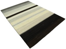 Tapis 100% Laine 170x240 Cm Gris Noir Beige Tissé À La Main Gabbeh LR1050