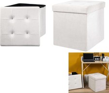 Pouf Coffre de Rangement Pliable Carré Beige H38 x 38 x 38 cm