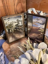 Ancien petit miroir de barbier issu d'un triptyque avec chainette 1920/1930