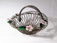 Corbeille à fruits vintage en métal torsadé