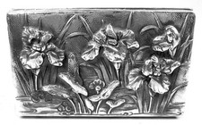 Boîte Antique Meiji Art Nouveau Fleurs D'Iris Argent Japonais