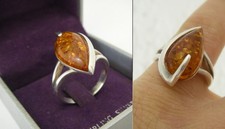 belle bague AMBRE Argent MASSIF 6gr TAILLE 55 56 N°572 solid silver ring