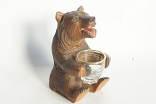 Ancien Ours porte verre bois