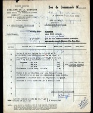 LA GUERCHE-sur-AUBOIS (18) CHARPENTE BOIS "ATELIERS DE LA GUERCHE" Facture 1952