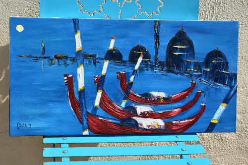 Venise nuit grande huile - nuit,