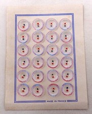 Lot 24 Boutons anciens en verre émaillé plaquette d'origine - Mercerie vintage