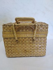 Malette En Osier / Panier À Pique Nique Vintage