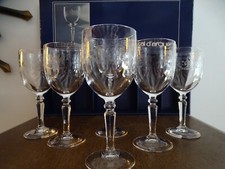 6 verres vin cuit porto / digestif cristal d'Arques gravés DAMPIERRE  6,5 cl - 1