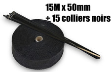 15M Bande Ruban Isolant Thermique Collecteur Echappement NOIR Larg 5 Cm Colliers