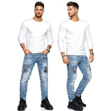 Jeans Homme Denim Avec Patches