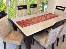 Chemin de table basse ethnique en brocart jacquard éléphant rouge longue couv...