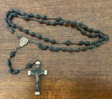 Chapelet Rosaire Lourdes Pierre Bois Ovale et Corozo Noire Rosary