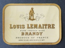 Ancienne étiquette COGNAC LOUIS LEMAITRE BRANDY old label