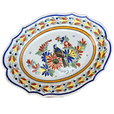 Plat de service ovale Henriot Quimper décor oiseau 36 x 28 cm