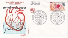 Enveloppe 1er jour Mois Mondiale de la Santé Semaine du Coeur 1972 FDC  